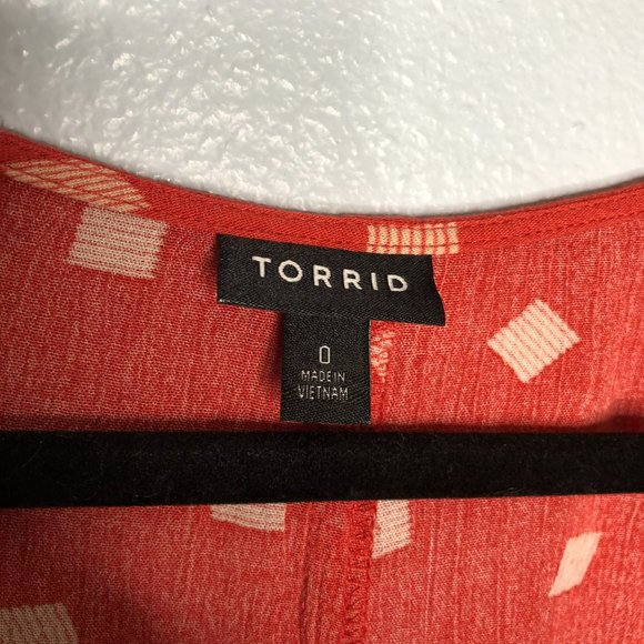 Torrid Cranberry Red Diamond Dots Crinkled Gauze Fit & Flare Top Large Blouse - Picture 3 of 10